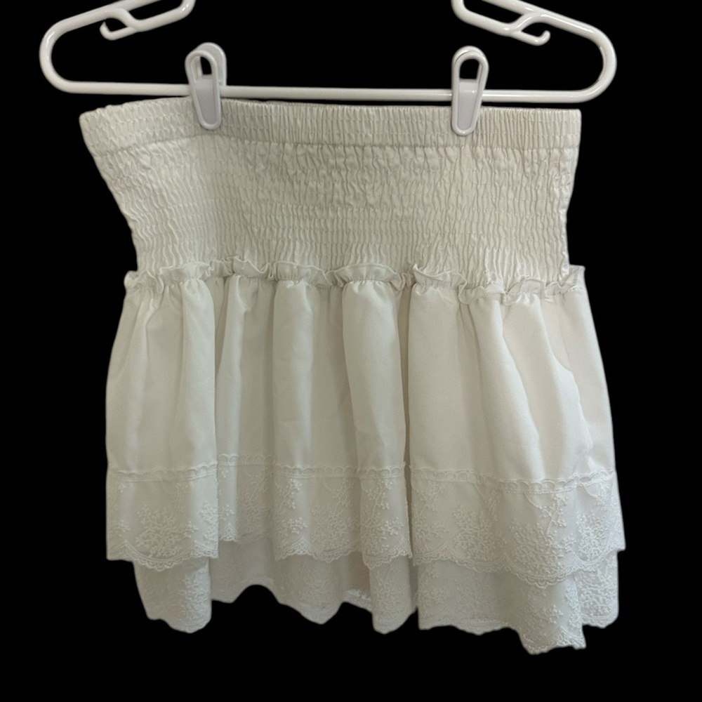 SHEIN White Elegant Ruffle Garment Mini Skirt